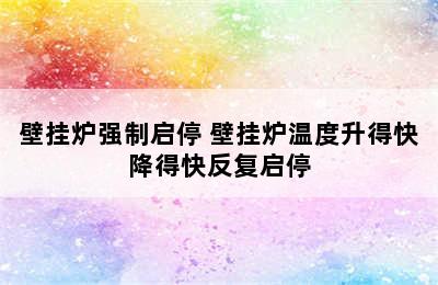 壁挂炉强制启停 壁挂炉温度升得快降得快反复启停